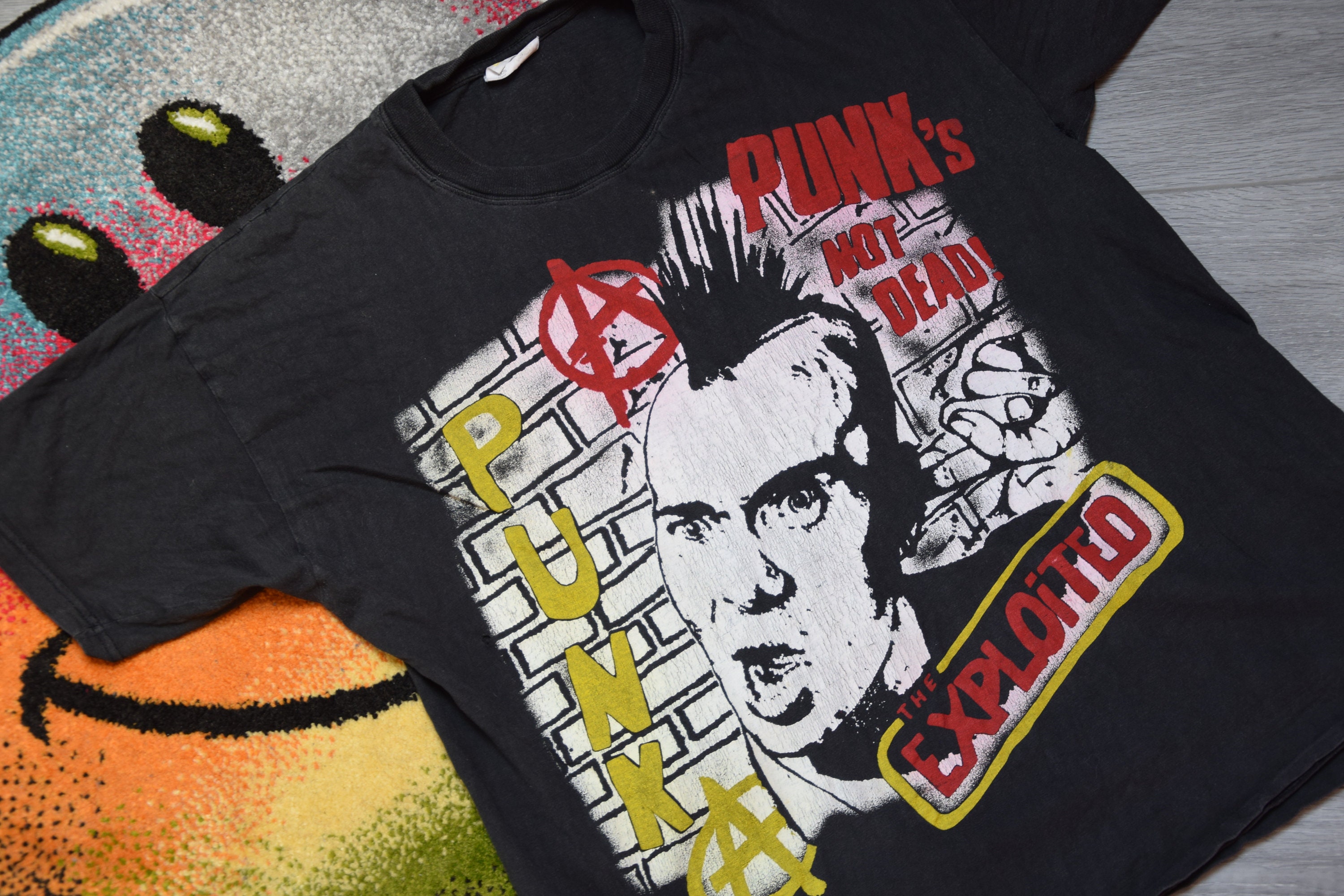 90s Vintage Exploited Shirt Size Large Vtg Black Punks Not Dead
