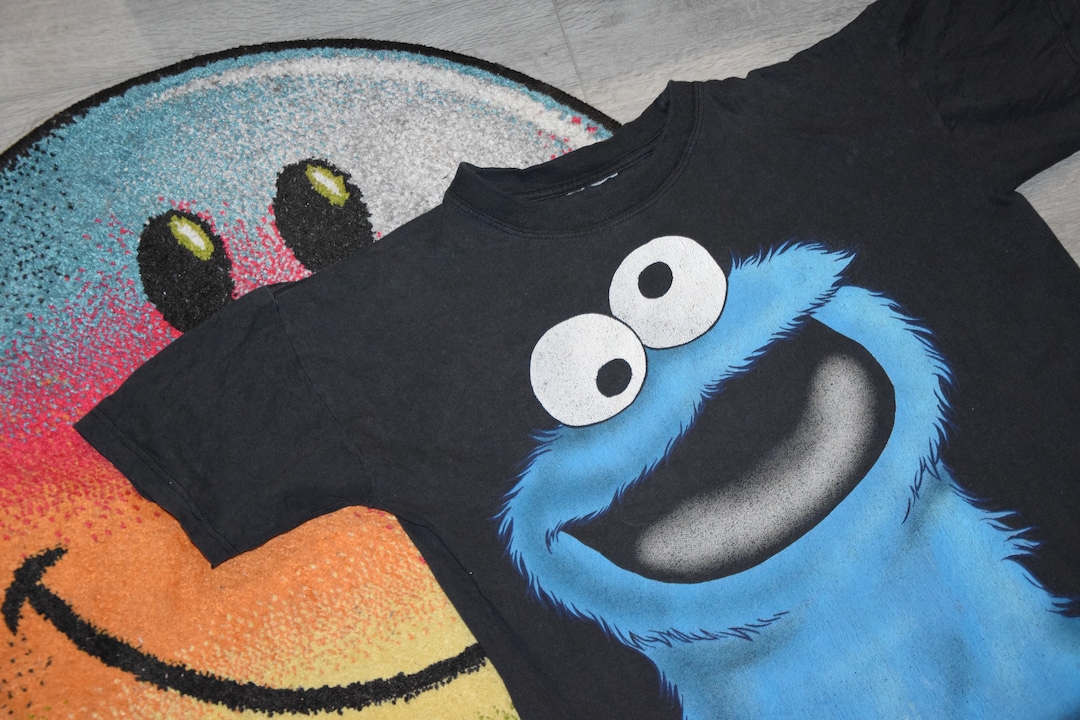 ビンテージ セサミストリート Tシャツ MONSTERS IN BLUE 90s Vintage Cookie Monster Shirt Size Medium Vtg Black Sesame