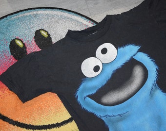 90s vintage Cookie Monster shirt Size Medium vtg Black Sesame Street promo tee Sz M