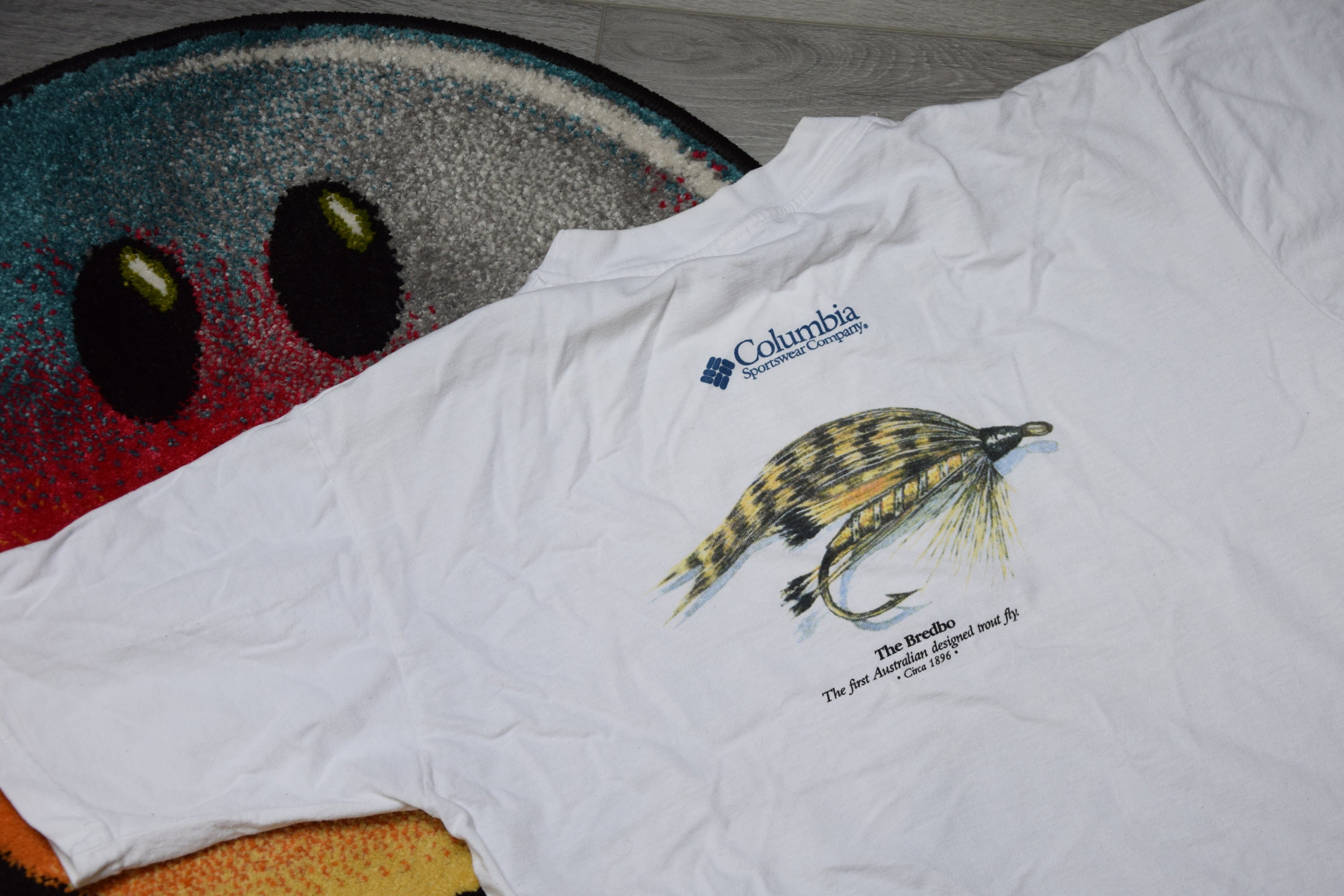 90s vintage Columbia shirt Size X Large Vtg white fly fishing championships  tee Sz XL (vintage outdoor shirt, fishing tee)