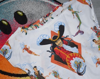 Blusa vintage de los 90 del Capitán Garfio, talla mediana. Camiseta vintage blanca antigua de dibujos animados de Peter Pan, talla M (camiseta vintage de libro infantil, camiseta vintage de cuento de hadas).