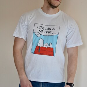 90s Vintage Peanuts Shirt Vtg White Snoopy Dog Cartoon Promo Etsy