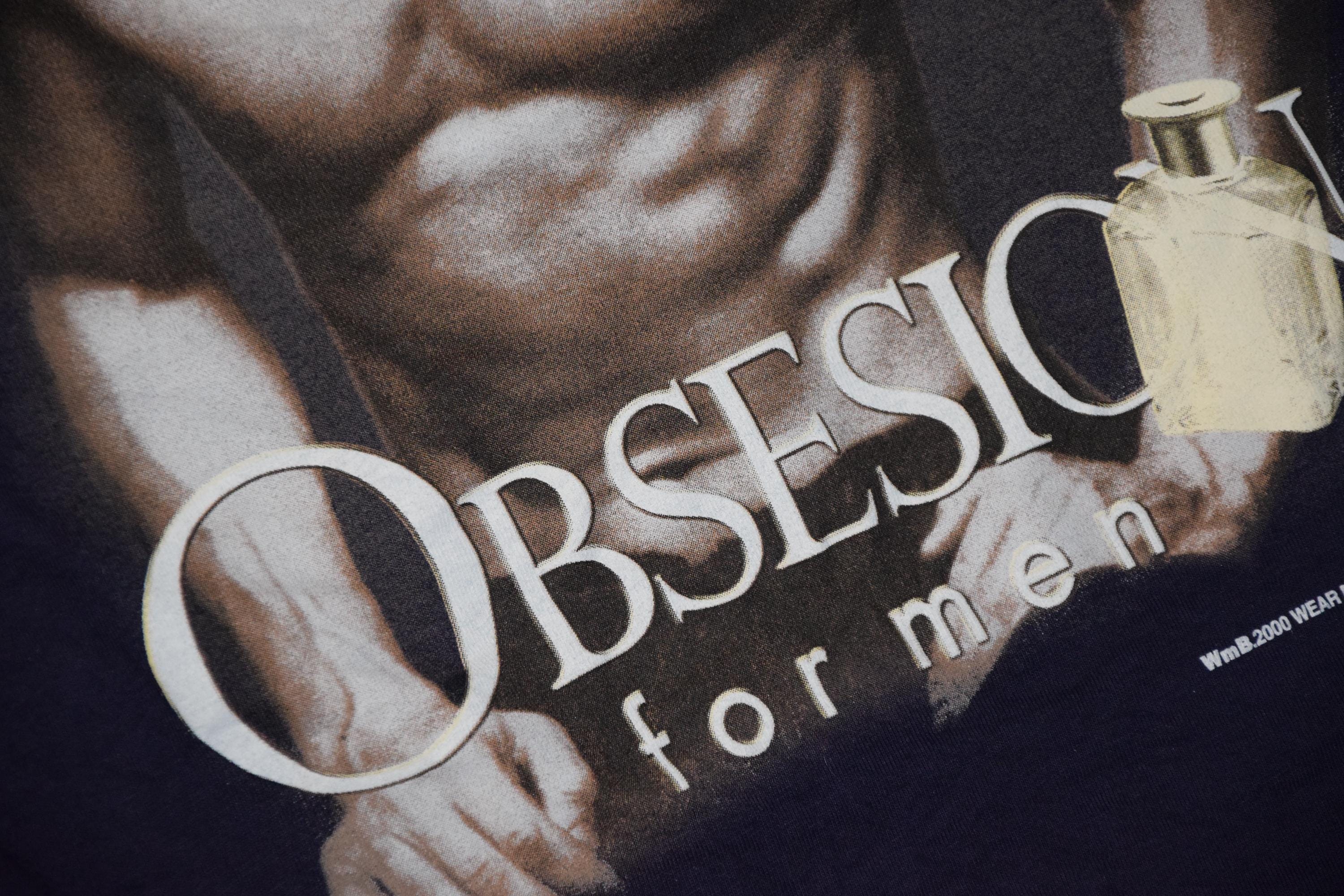 Vintage Calvin Klein Obsession Shirt Size Medium Vtg Navy Perfume 