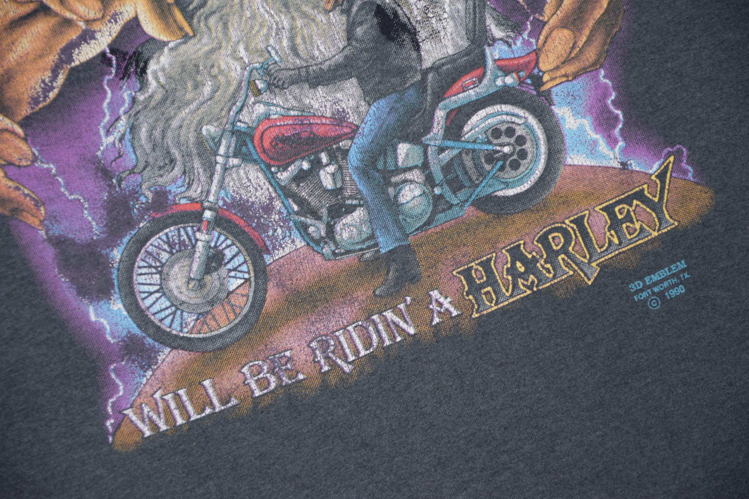 90s Vintage Harley Davidson Wizard Shirt Size Large Vtg Faded 3d