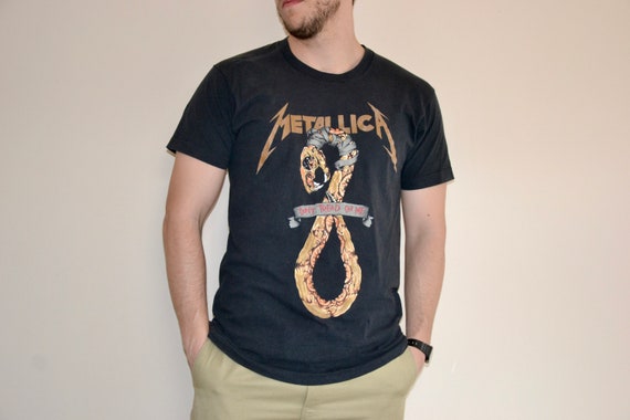 90s Vintage Metallica Shirt Size Large Vtg Faded Black Rock Band