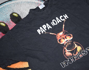Vintage Papa Roach shirt Size X Large vtg black nu metal band tee Infest promo Sz XL (vintage metal shirt, vintage band shirt)