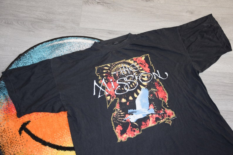 90s Vintage The Mission shirt Size X Large vtg black goth rock band shops tee Sz XL Single stitch