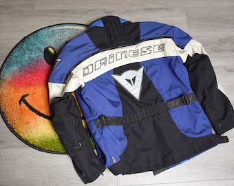 90s vintage Dainese jacket Size Medium Vtg blue motocross MS RACING Motorcycle jkt Sz 48 (IXS, dirt bike)