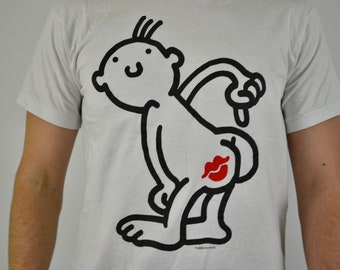 90s Vintage Jim Benton shirt Size Large vtg white Kiss My Ass art tee (vtg pop art shirt, Surrealism tee, modern art tee,caricature,cartoon) 90s Vintage Jim Benton shirt Size Large vtg white Kiss My Ass art tee (vtg pop art shirt, Surrealism tee, modern art tee,caricature,cartoon)