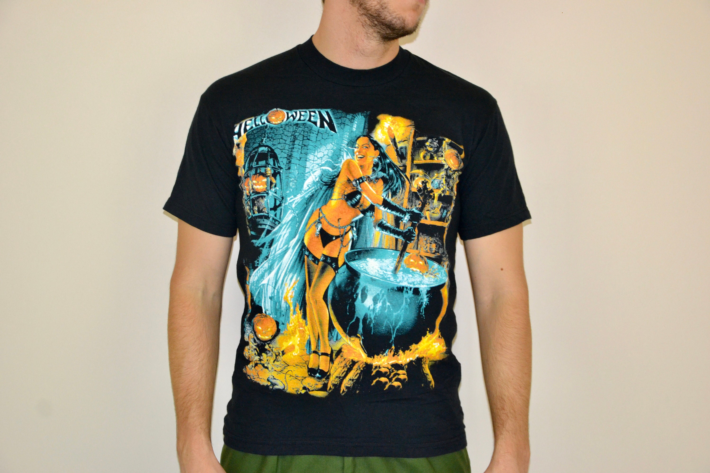 90s Vintage Helloween Shirt Size Medium Vtg Black Power