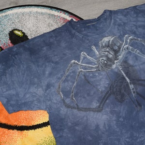 Vintage Mountain shirt Size X Large vtg blue tie dye American Habitat spider tee Sz XL (Indian Shaman, Wolf, Southwestern heritage, thunder)