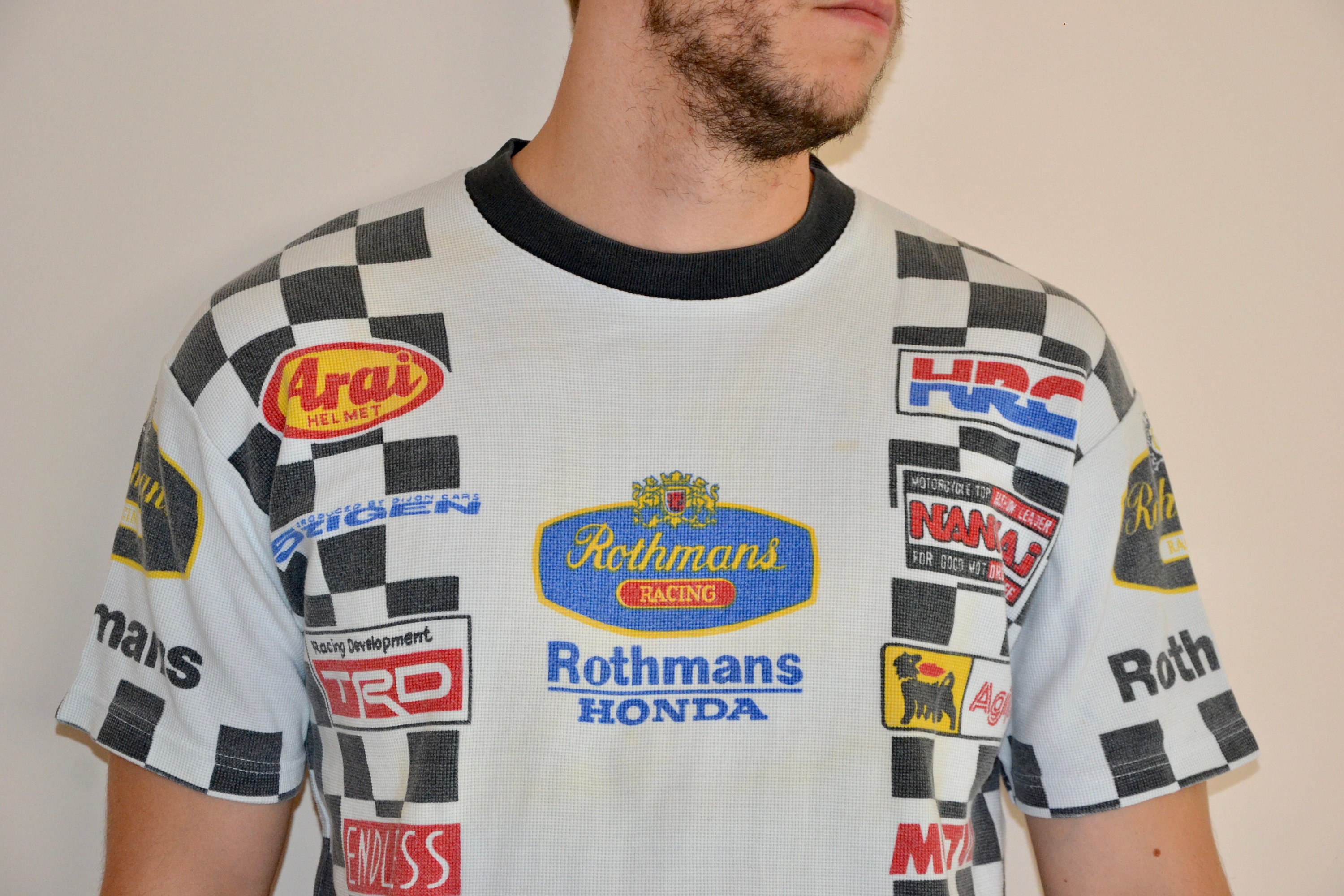90s Vintage Rothmans Shirt Size Large Vtg All Over Print White