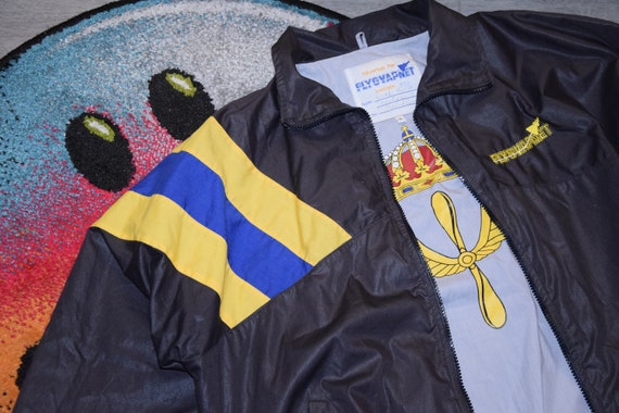 80s 90s Vintage Swedish Air Force Flying Jacket Flygvapnet