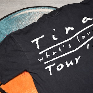 Camisa vintage de los años 90 Tina Turner Tamaño X Grande vtg negro Whats Love Tour banda de música pop camiseta Sz XL