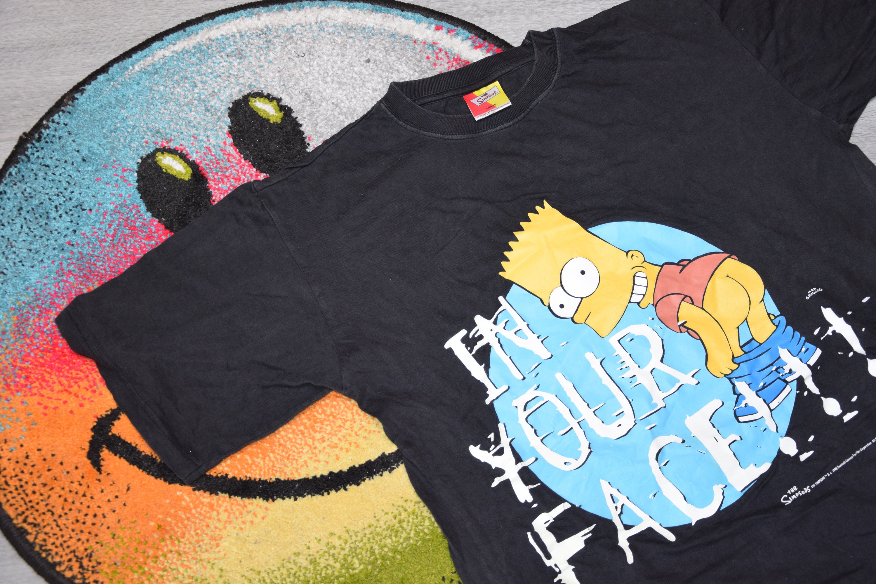 90s Vintage Simpsons Shirt Size Large Vtg Faded Black Cartoon
