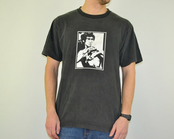 90s vintage Bruce Lee shirt size XXL vtg faded bla