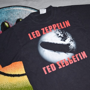 Vintage Led Zeppelin shirt Size Large vtg faded black rock band tee Sz l Single stitch