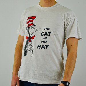 90s vintage Shirt Katze im Hut Größe Large Vtg weißes Dr. Seuss T-Shirt
