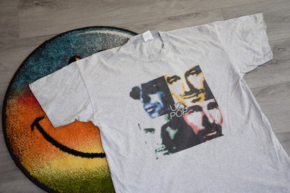 90s Vintage U2 Shirt Size X Large Vtg Gray Pop Promo Band Tee