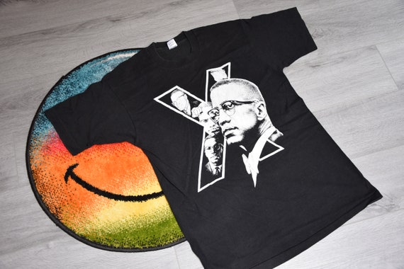 90s vintage Malcolm X shirt Size Large vtg black … - image 1