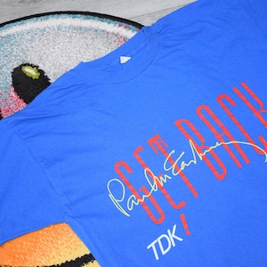 90s Vintage Paul McCartney shirt Size Large vtg blue Get Back TDK promo rock band tee Sz L