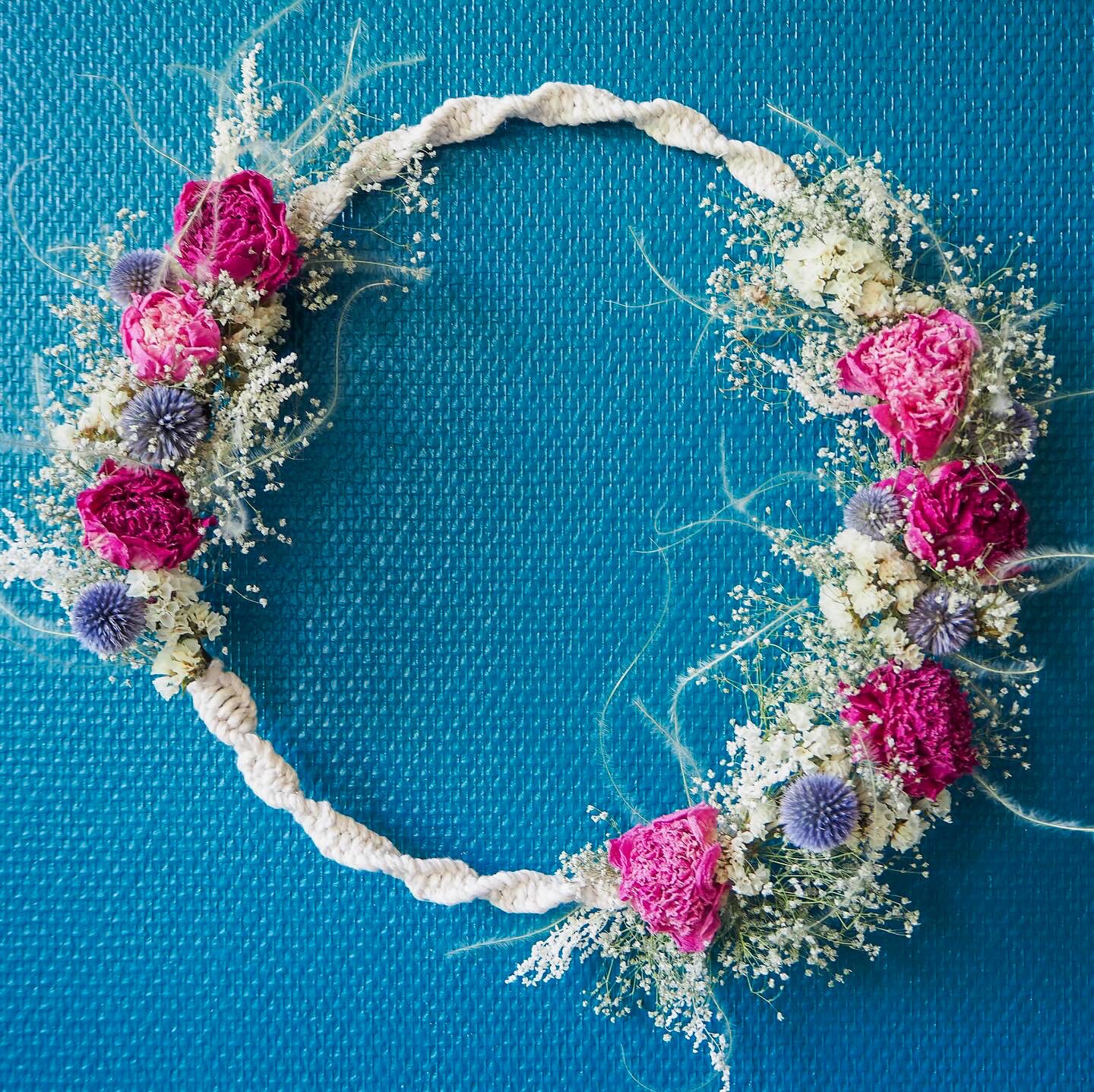 Couronne Pivoines et Macramé