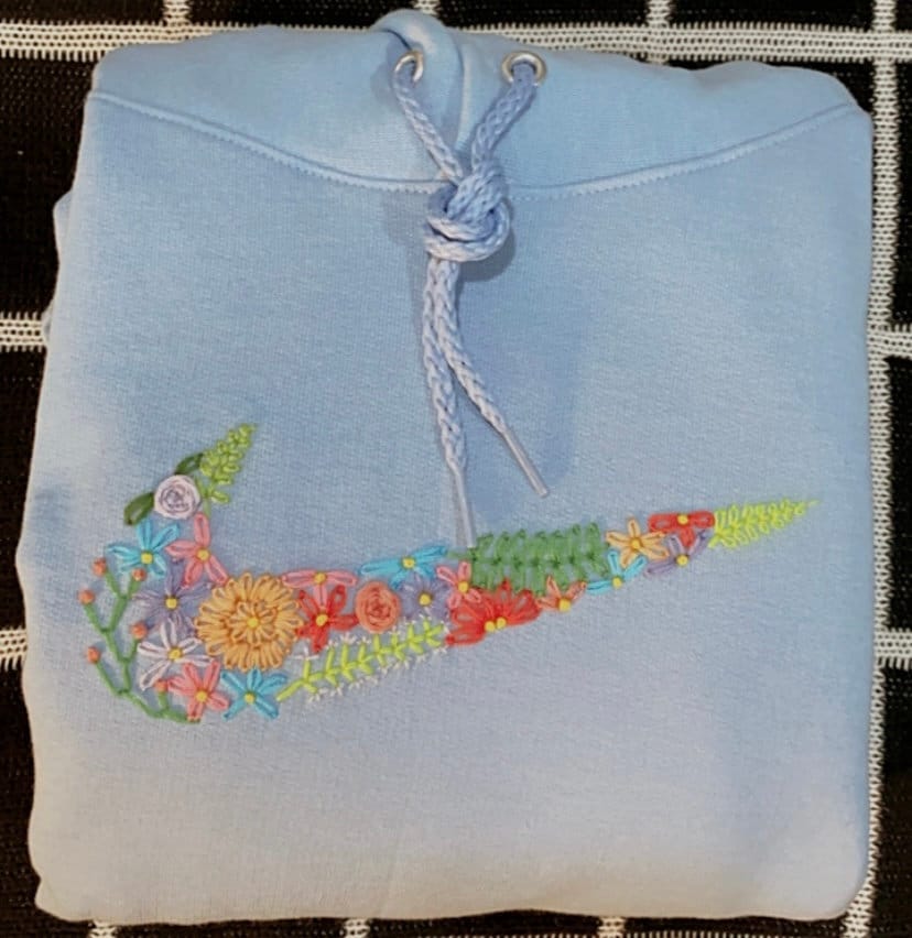 nike embroidered flower sweatpants