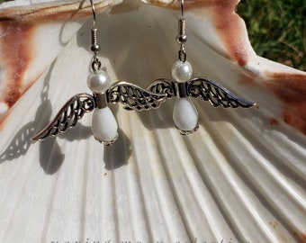 Pearl Angel Earrings