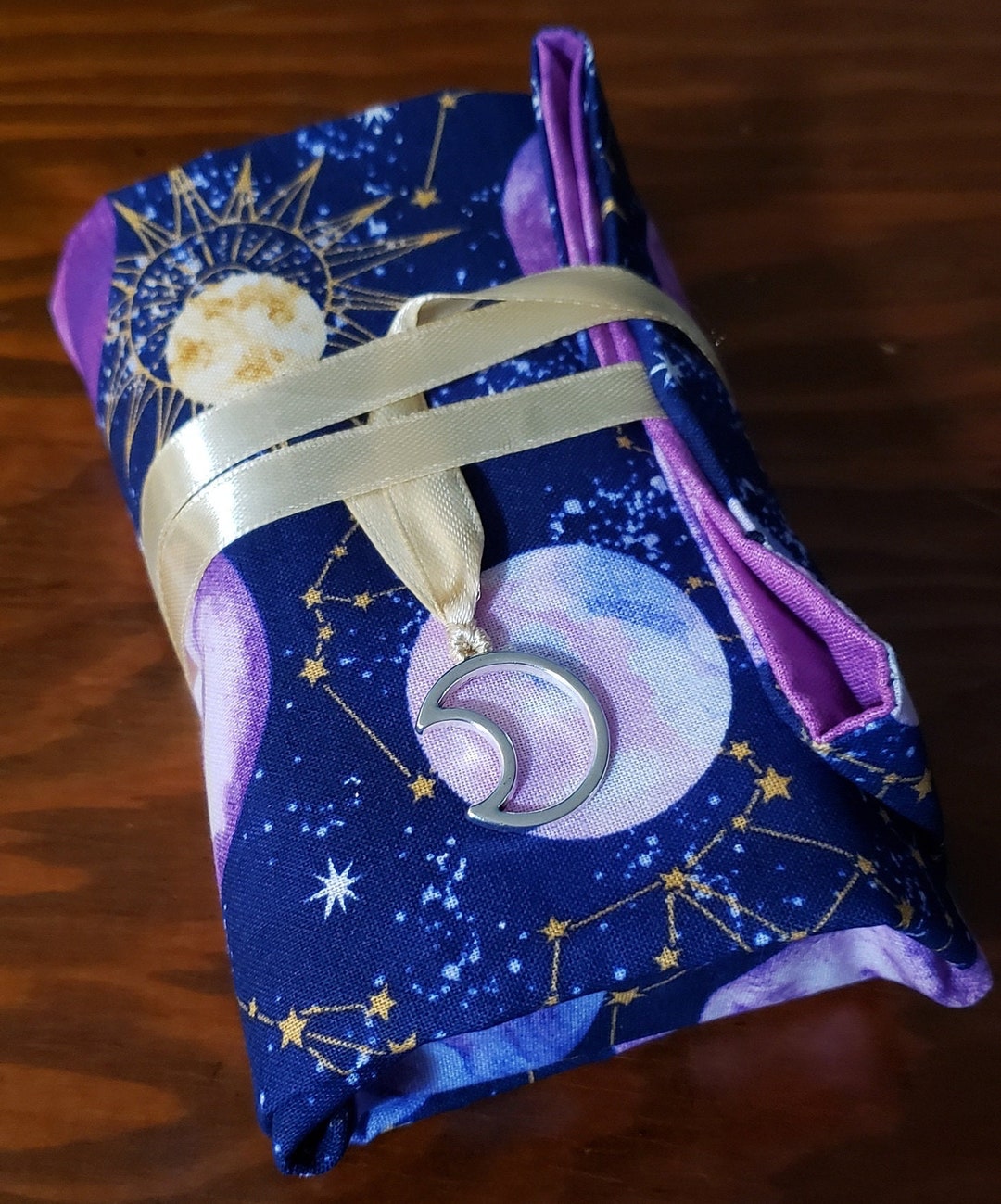 Purple Astrology Tarot Card Deck Wrap, Oracle Card Wrap, Altar Cloth