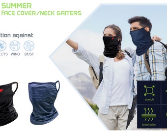 Neck Gaiter with Filter for Men Women | Balaclava Mask with Earloops | Multi-Function Breathable Neck Gaiter