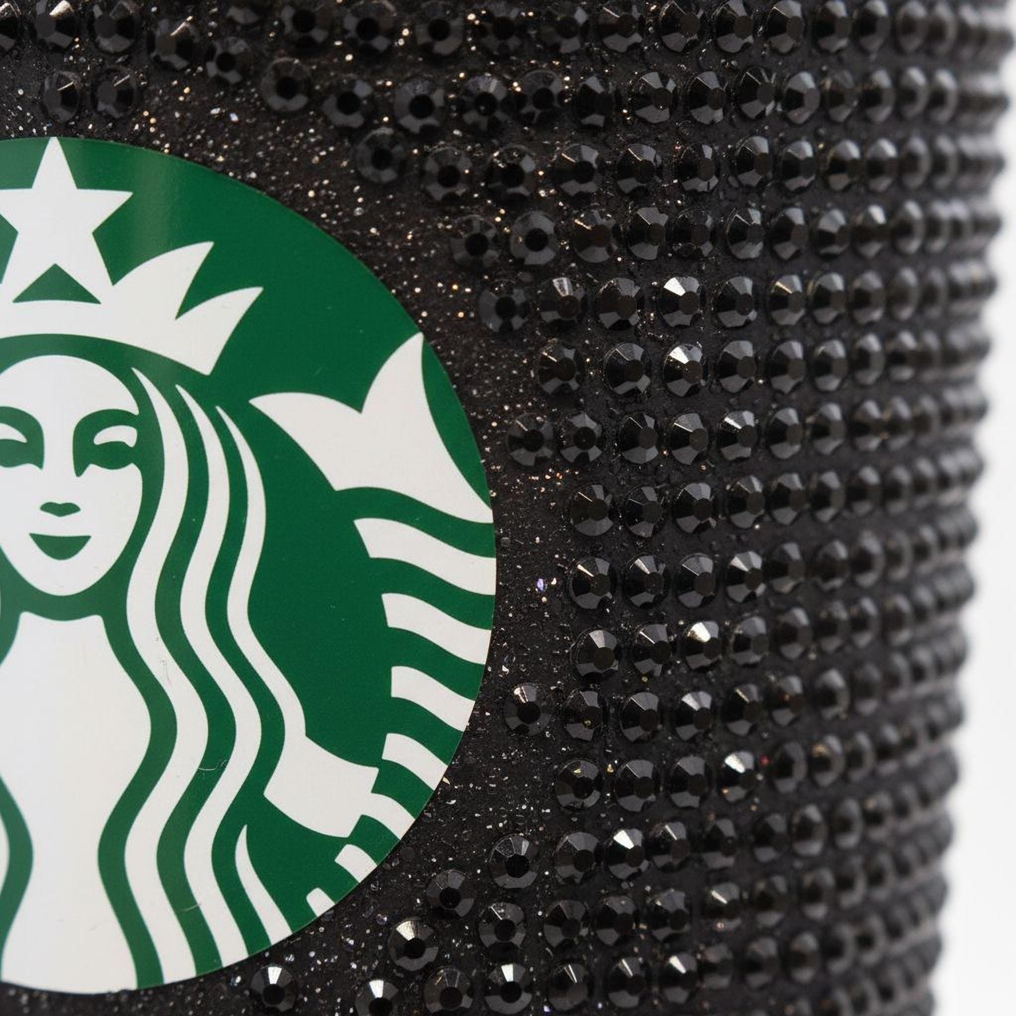 Jet Black Rhinestone Starbucks Tumbler: 24oz Reusable Cold Cup - Etsy