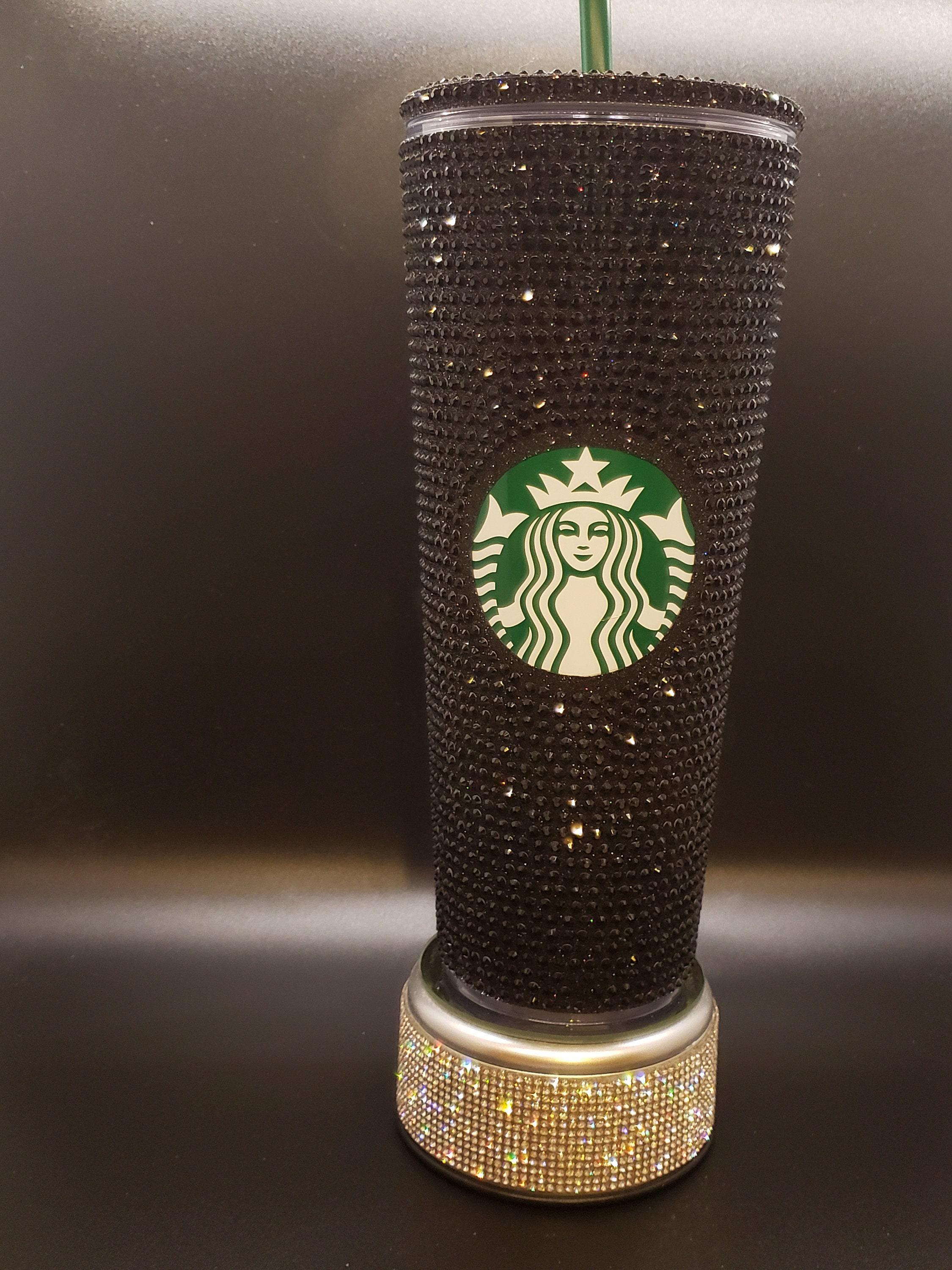 Jet Black Rhinestone Starbucks Tumbler: 24oz Reusable Cold Cup - Etsy