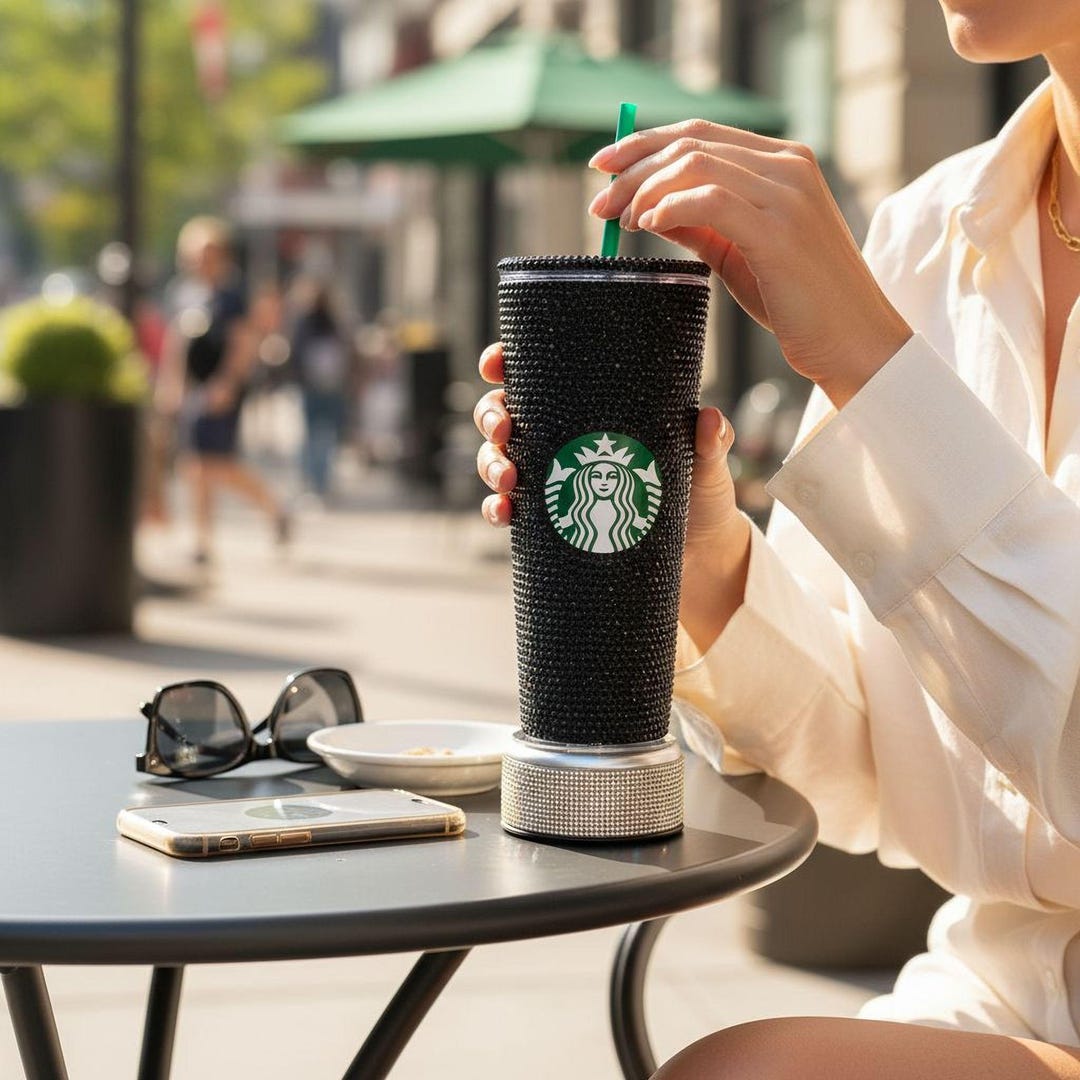 Jet Black Rhinestone Starbucks Tumbler: 24oz Reusable Cold Cup - Etsy
