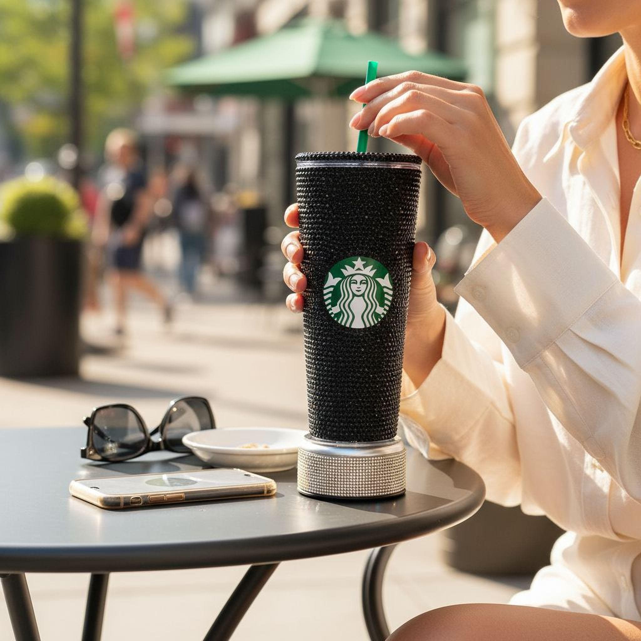Jet Black Rhinestone Starbucks Tumbler: 24oz Reusable Cold Cup - Etsy