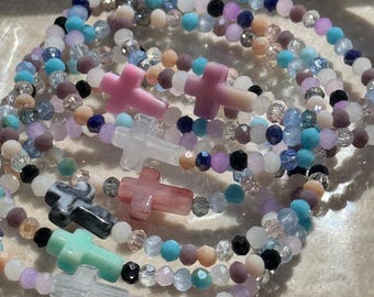 Christian Beaded Bracelet for Women – Faith Charm  Bracelet – Religious Jewelry Gift – Inspirational Jewelry – Confirmation Baptism Gift