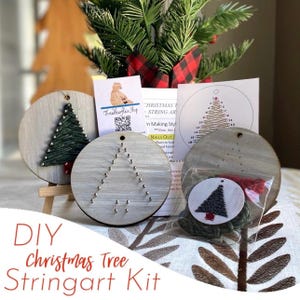 DIY Christmas ornaments String Art Kit: White Birch Wood Tree Craft (Each Sold Separately) Unique made to order Christmas Heirloom Craft.
