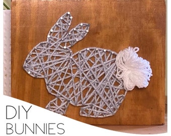 DIY Bunny string art. Spring bunny string art Made to order by threadbearflairshop.
