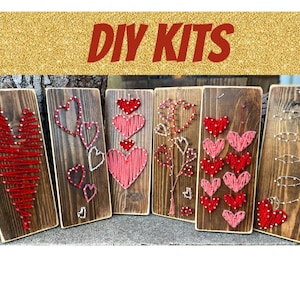 DIY Heart String Art Wood Signs. Handmade  Valentine’s Day Decor.  Valentine's Day Gifts for her. ThreadBearFlair
