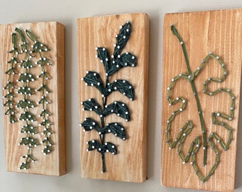 Handmade Plant String Art: Pine Wood Greenery Wall Decor