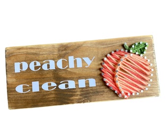 Peachy Clean Wooden Sign: Bathroom & Laundry Decor (3.5x8.5)