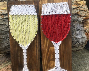 Wine glass wall art decor/ wine glass String art/ wall art String Art/Wine lover sign/Made To Order/threadbearflair