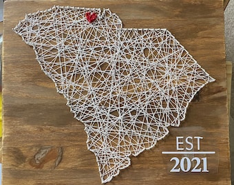 Home State Sign, Heart in City, Custom State, Home Decor, Gift, Custom State, Customize Lettering, String Art, Home State, threadbearflair