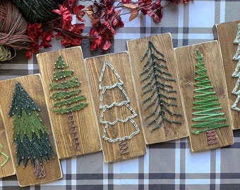 Christmas Tree String Art: Rustic Wood Mantel Decor, Christmas gift exchange idea