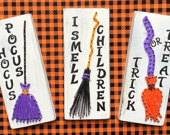 Fall Pumpkin and Halloween String Art. Pumpkin decor.  Handmade Seasonal Decor.  3.5x8.5 inch  ThreadBearFlairShop