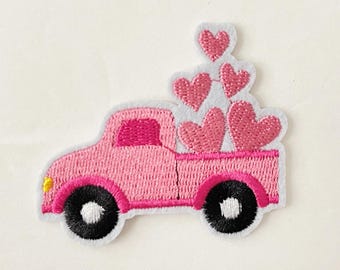 Heart Iron-On Patch: Pink Embroidery Applique, Love Patches