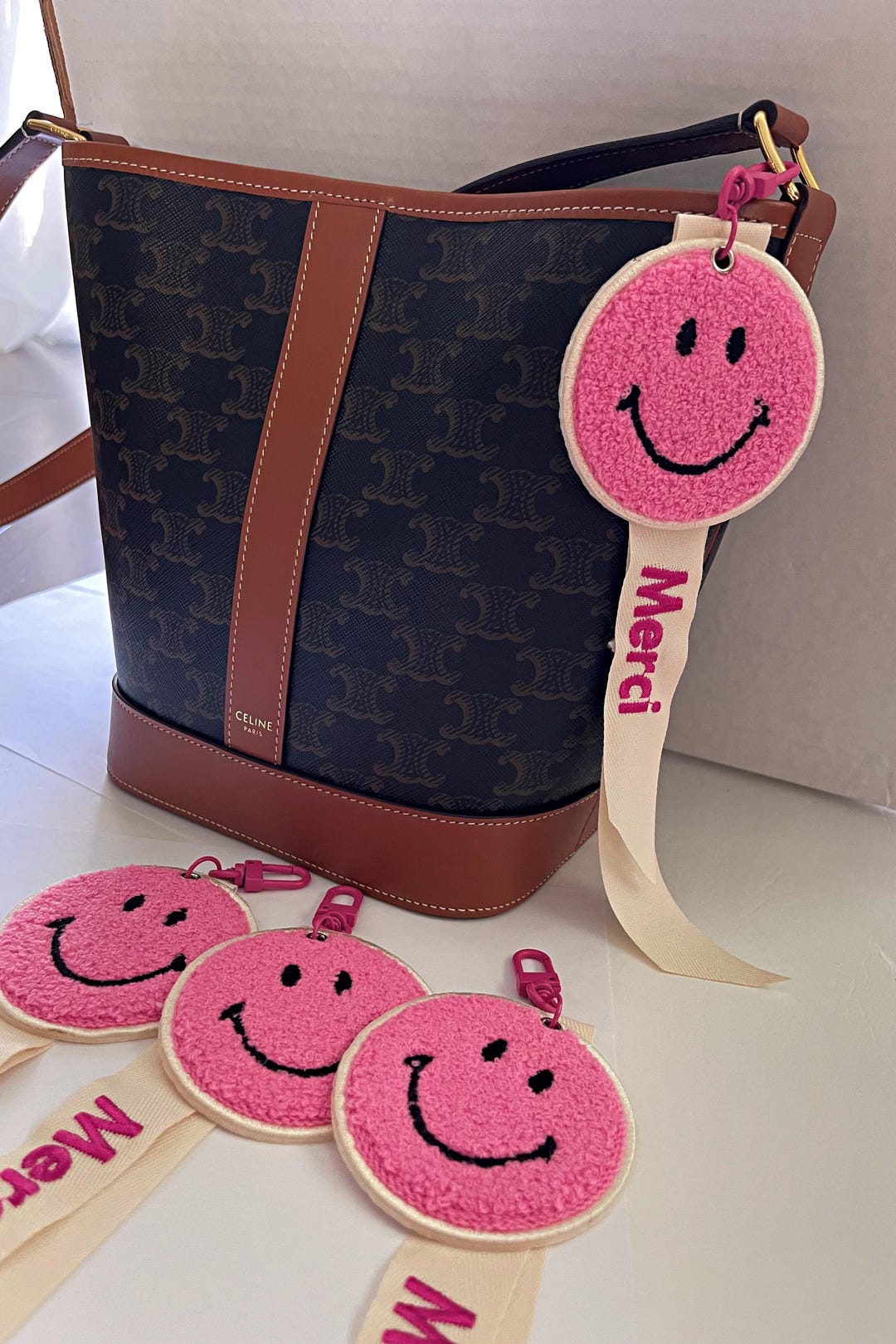 Embroidered Smiley Face Key Ring: Chenille Happy Charm - Etsy