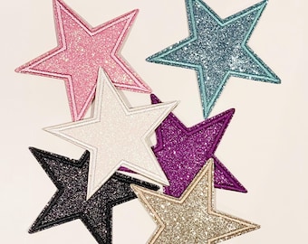 Glittering Star Iron On Patch: Retro Trendy Applique (3.5&quot;), Iron-on patch for Hat and Jacket, Game Day Iron on Patch