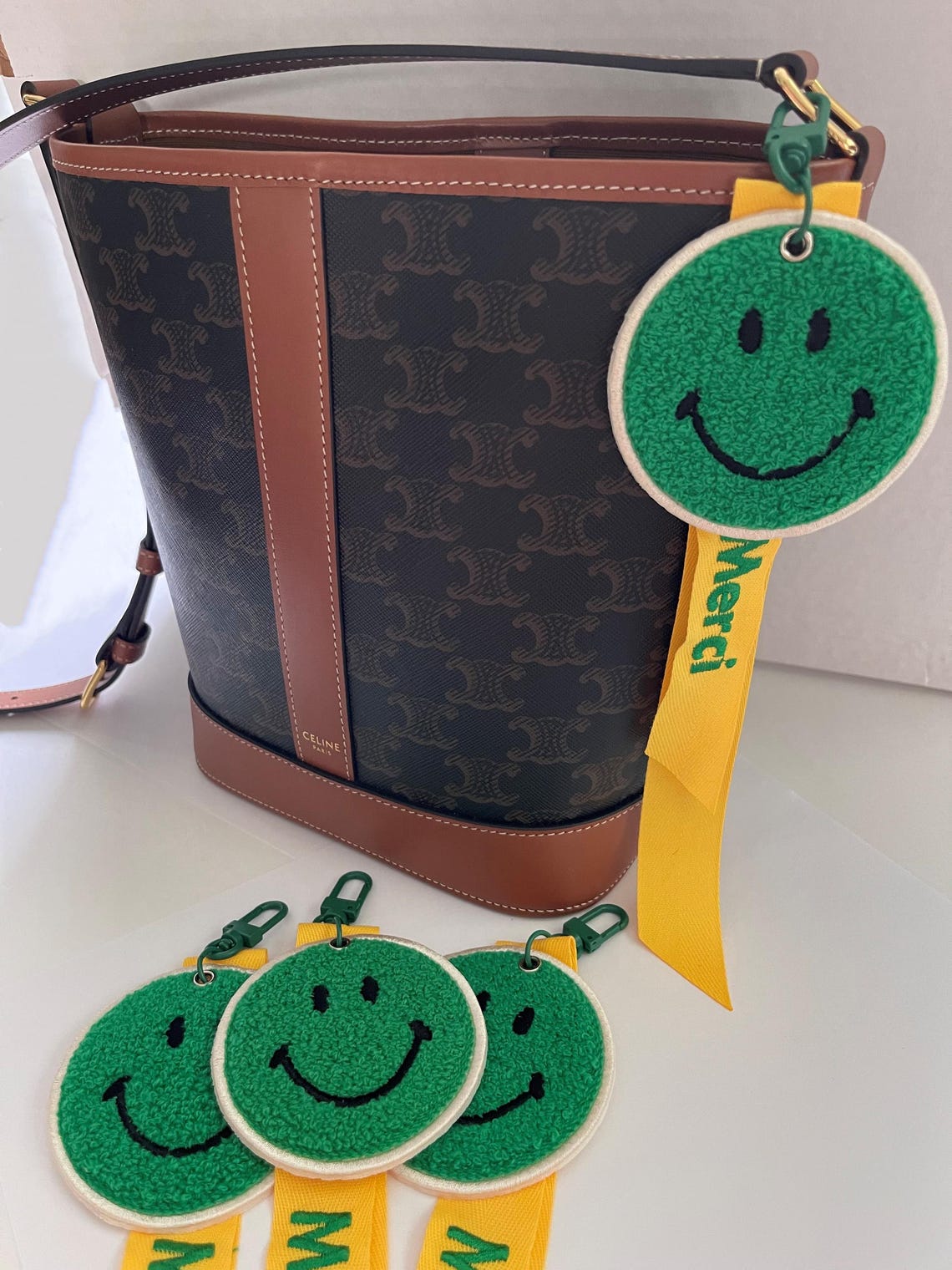 Smiley Face Key Ring: Embroidered Smile Face Bag Charm - Etsy
