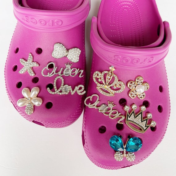Single Sale 1pcs Pink Letters for Croc Charms Accessories Sandals Shoe  Decorations Jeans Kids Pins Badge Unisex Party Favors New