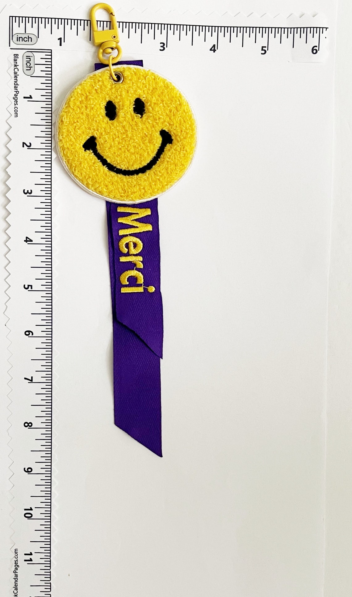 Smiley Face Key Ring: Embroidered Smile Face Bag Charm - Etsy